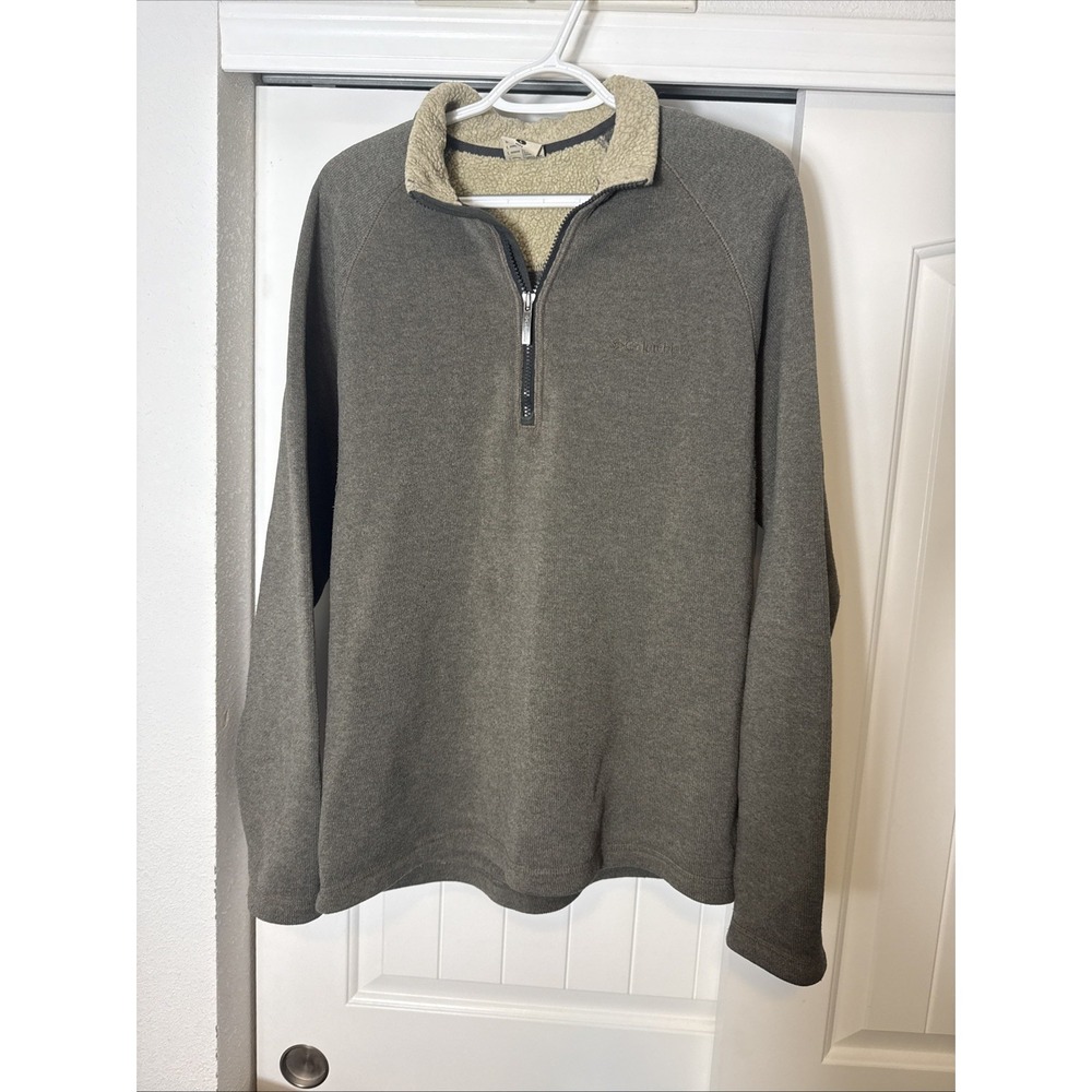 Columbia Men's Brown Knit 1/4 Zip Pullover Sweater Solid L Sherpa